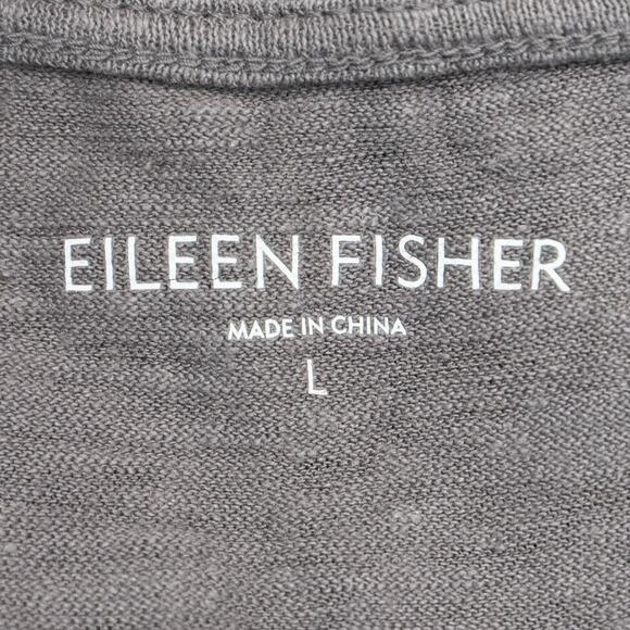 Eileen Fisher Grey Hemp Cotton Blend Scoop Neck Hi Lo Hem Tank Top Size Large - Picture 5 of 8